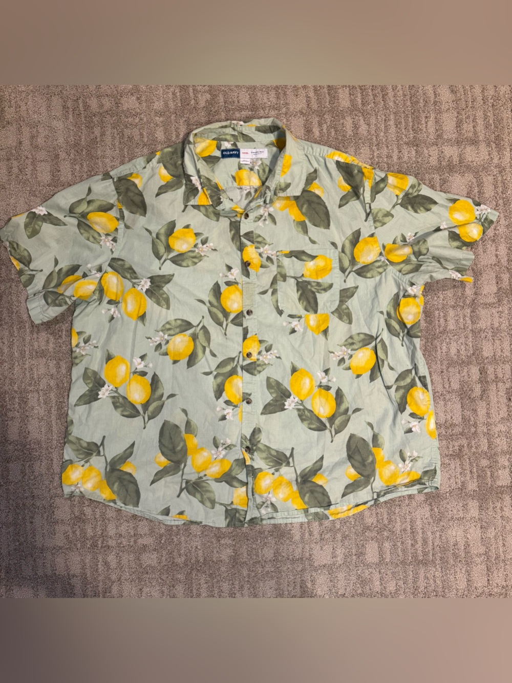 Old Navy Men’s Lemon Print Short Sleeve Button-Up Shirt - Size XXXL